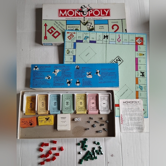 Vintage Monopoly Real Estate Trading Game By Parker Brothers Ages 8 To Adult - Picture 1 of 15